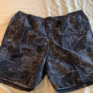 Black and grey swim shorts